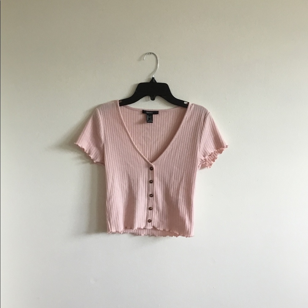 FOREVER 21 Deep V-Neck Button Down/ Size S